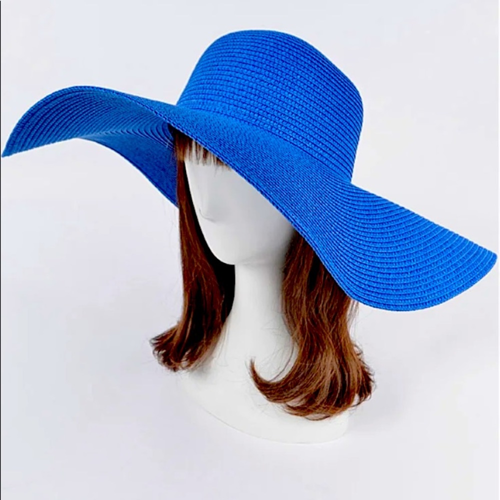 Blue wide brim beach hat